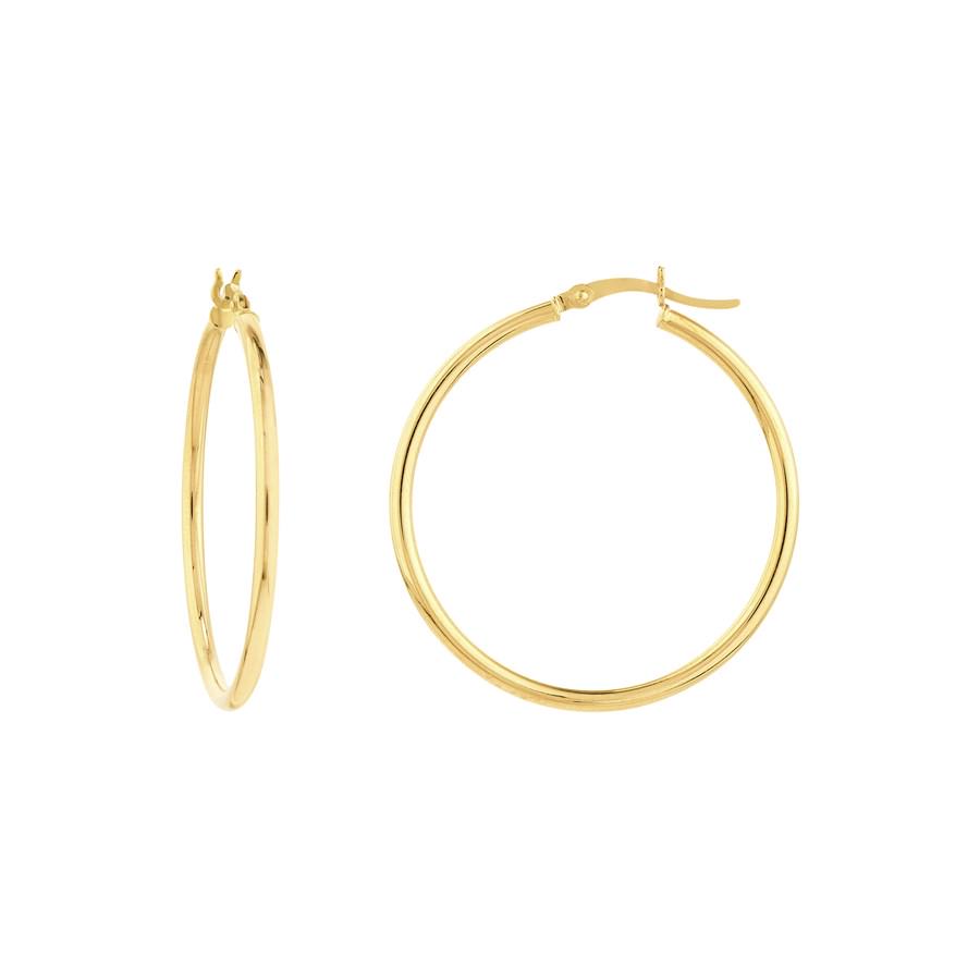 Solid 10K Gold Polished 2mm Round Hoop Earrings Solid 10K Gold Polished 2mm Round Hoop Earrings